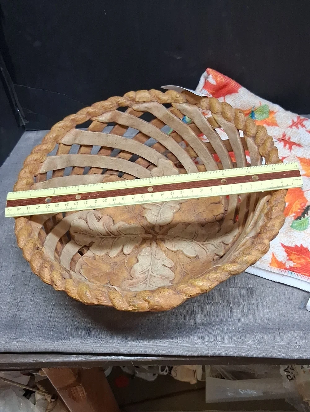 Autumn leaf design hand made dough bowl